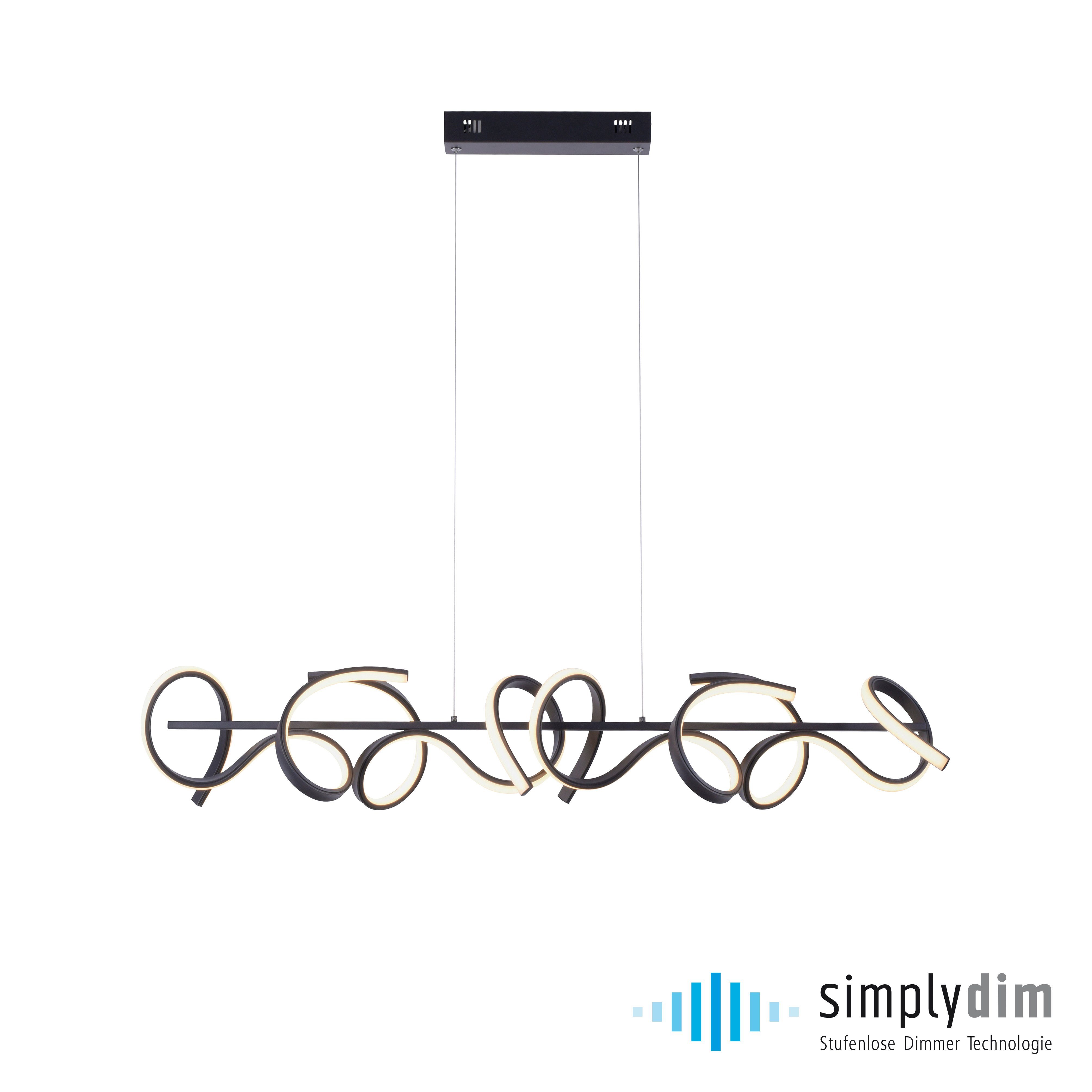 JUST LIGHT LED Deckenleuchte CURLS, Dimmfunktion, Memory, nach Trennung vom Netz, LED fest integriert, Warmweiß, LED