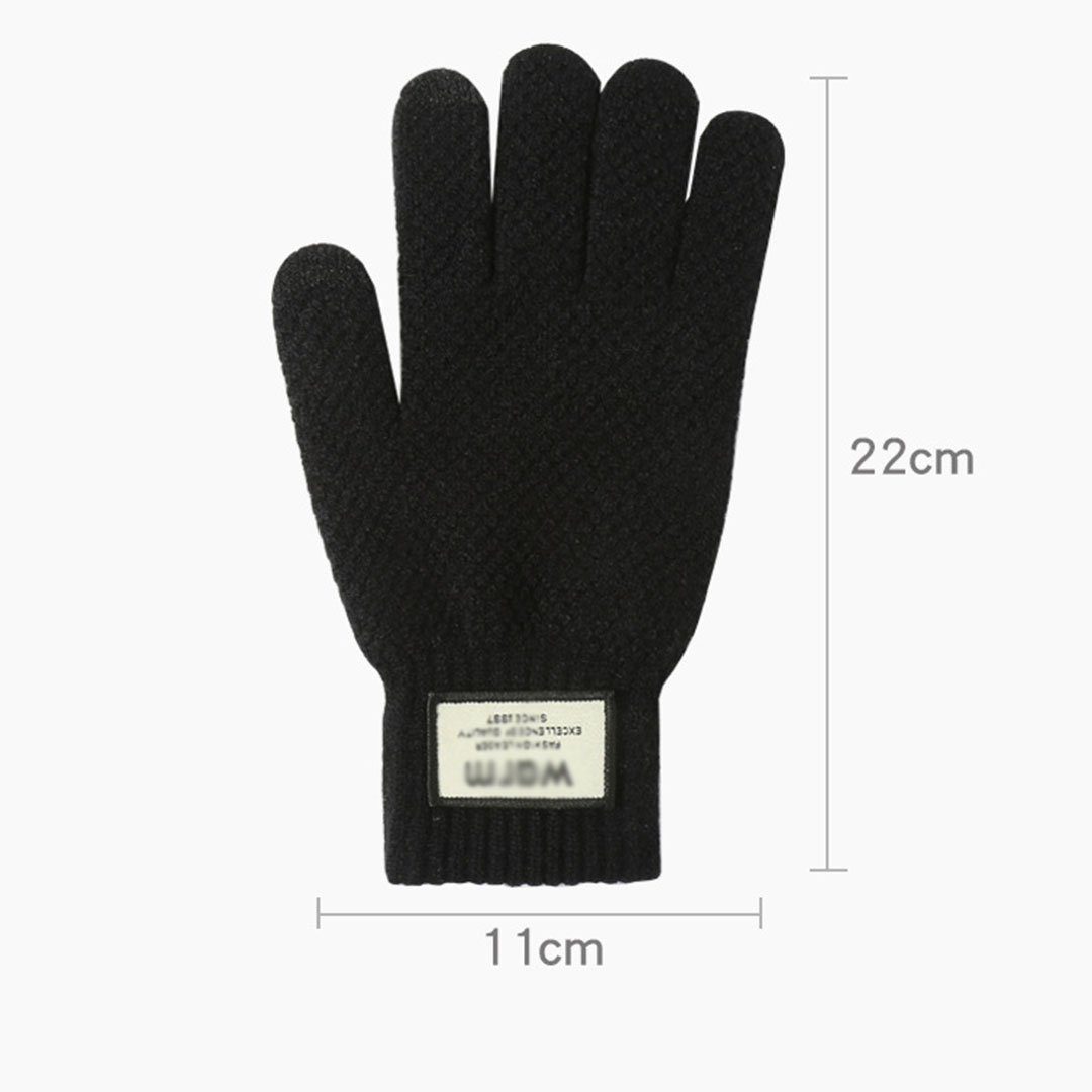 AUKUU Strickhandschuhe warme kalte Verdickte dunkelgrau und Strickhandschuhe (Winter-Touchscreen-Strickhandschuhe)