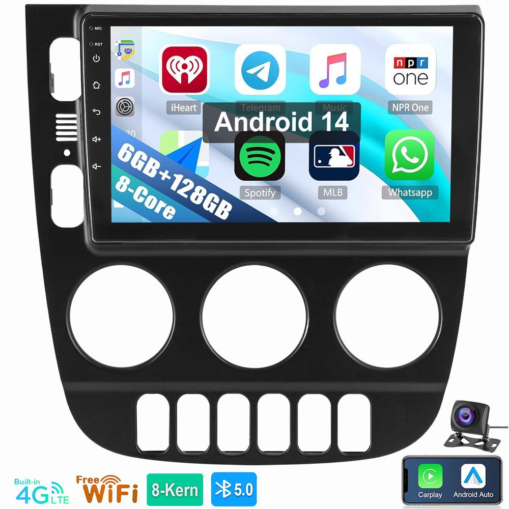 ESSGOO 6+128G Für Mercedes-Benz M-Klasse W163 ML 1998-2005 Autoradio (RDS, Digitalradio (DAB), FM, AM, Carplay Android Auto GPS Navi WIFI BT 4G LTE)