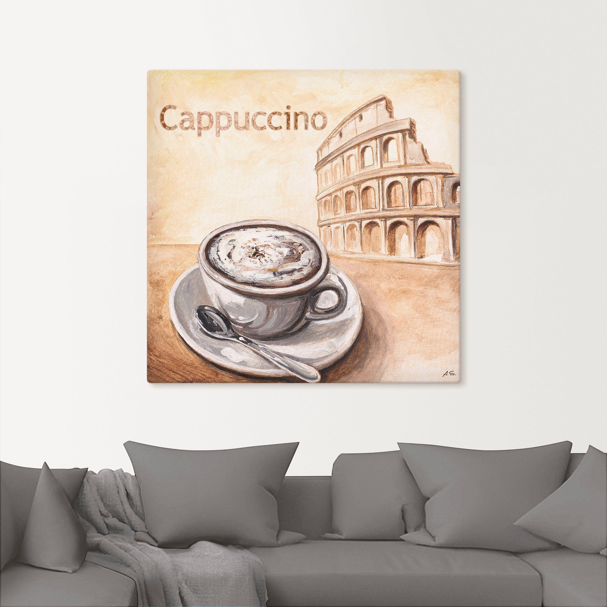 Leinwandbild, versch. Wandaufkleber in oder Wandbild in als (1 St), Cappuccino Alubild, Kaffee Bilder Artland Größen Rom, Poster