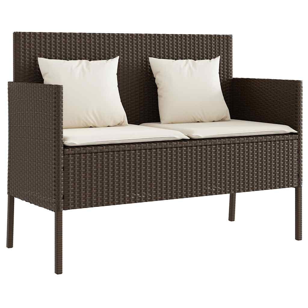 vidaXL Gartenbank Gartenbank mit Kissen Braun Poly Rattan (1-St)