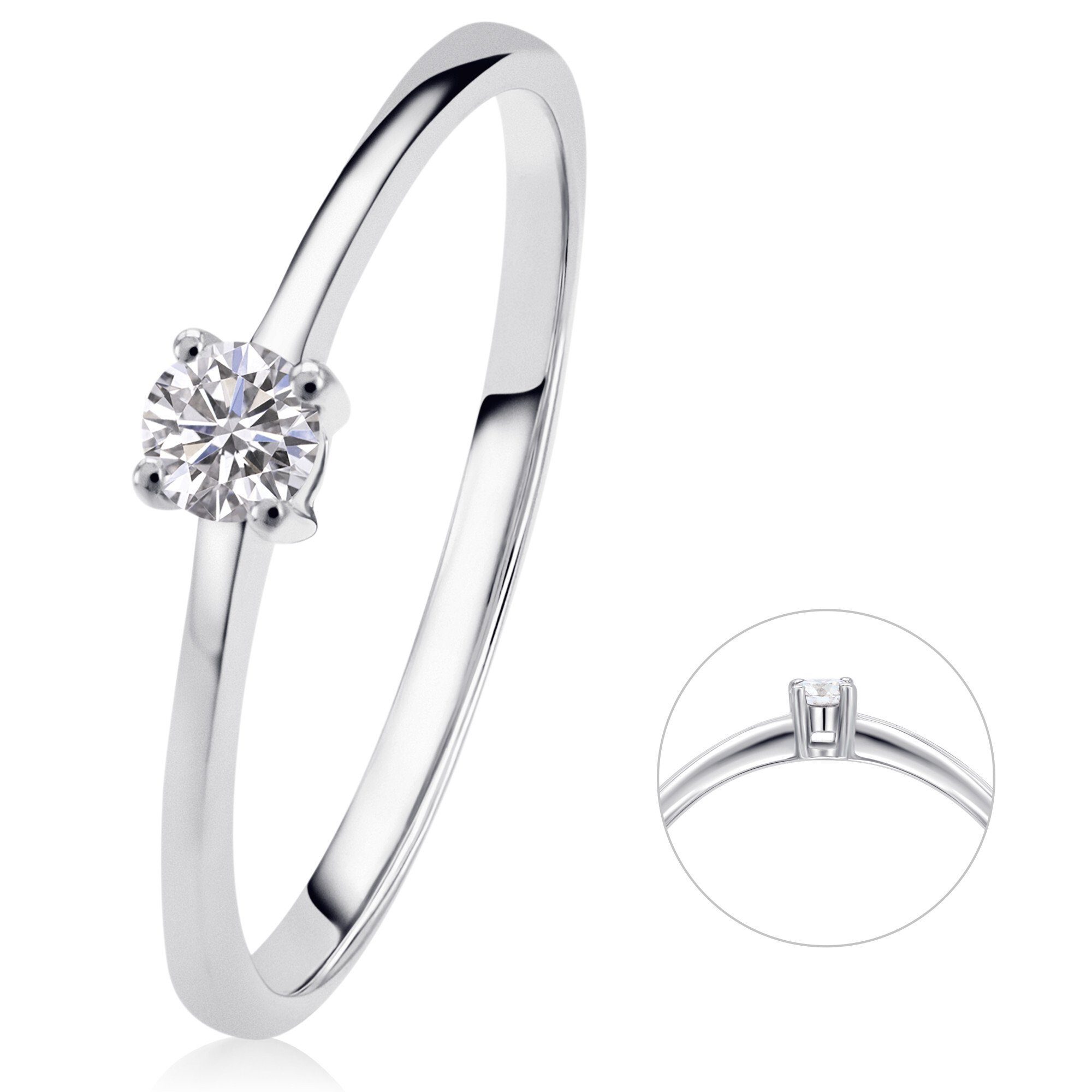 ONE ELEMENT Diamantring 0,10 ct Diamant Brillant Ring aus 585 Weißgold, Damen Gold Schmuck | Goldringe
