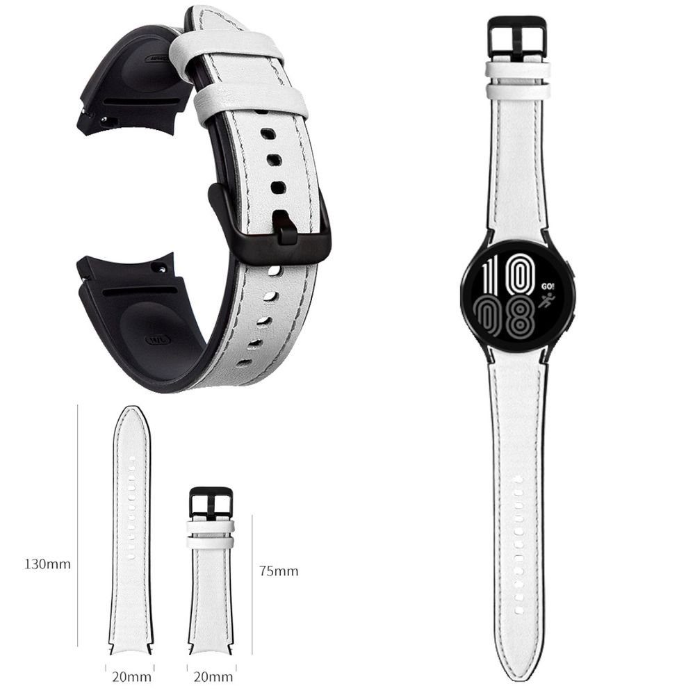 Wigento Smartwatch-Armband »Für Samsung Galaxy Watch 4 40mm / 42mm /  Classic 42mm / 46mm Uhr Kunst Leder / Silikon Armband Ersatz Arm Band Weiß«