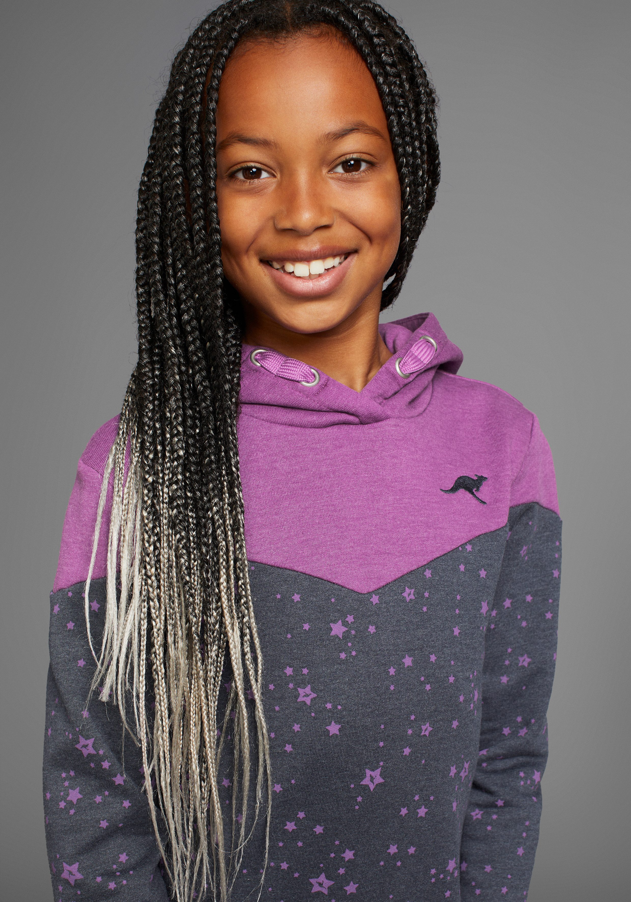 KangaROOS Kapuzensweatshirt mit süßem allover Druck, Hoodie für Mädchen