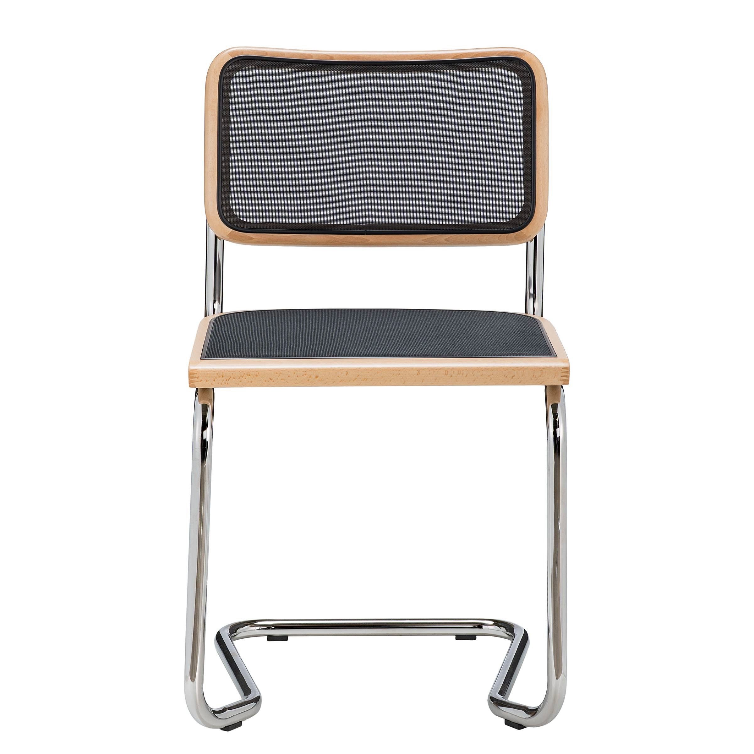 k-hometrends Freischwinger KOA (2er-Set), Designstühle aus Buche mit Mesh in schwarz – handgefertigt in Italien