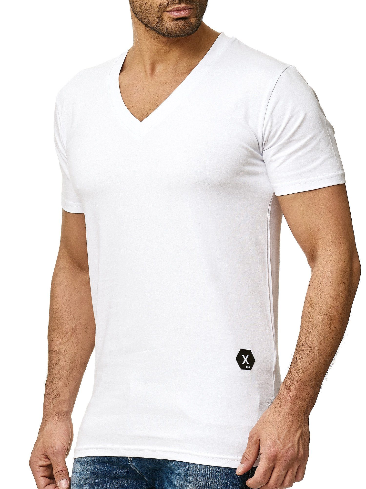 OneRedox T-Shirt 1308C (Shirt Polo Kurzarmshirt Tee, 1-tlg) Fitness Freizeit Casual Weiss