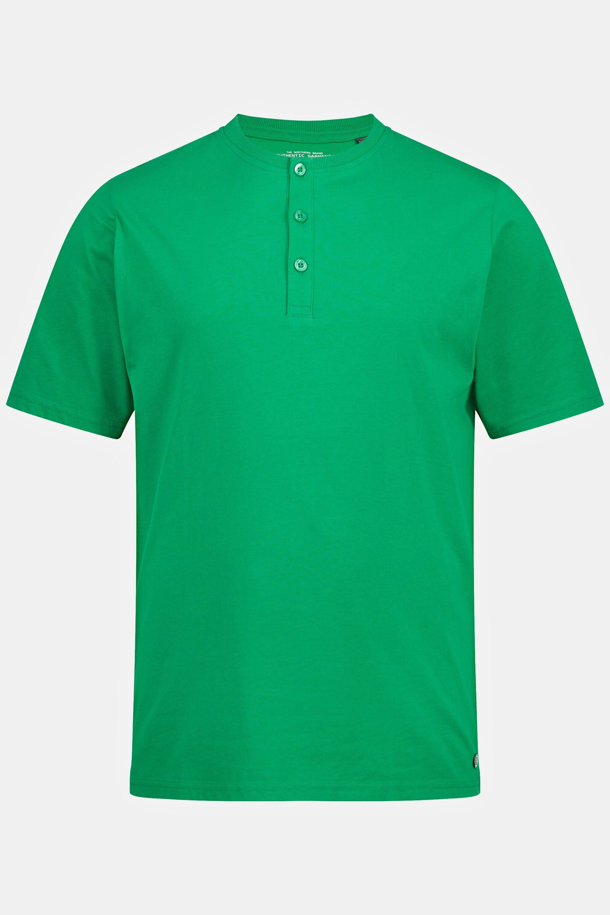 JP1880 Knopfleiste smaragdgrün Henley T-Shirt Basic Halbarm