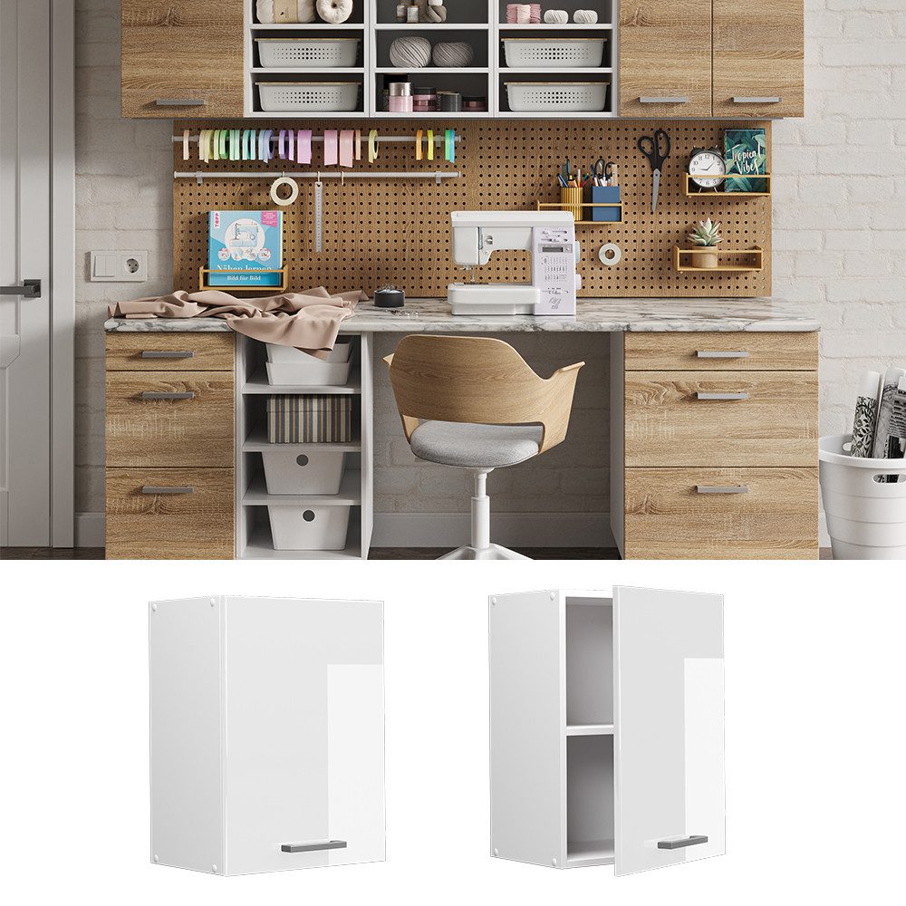 Vicco Schranksystem R-Line, Weiß Hochglanz/Weiß, 45 günstig online kaufen