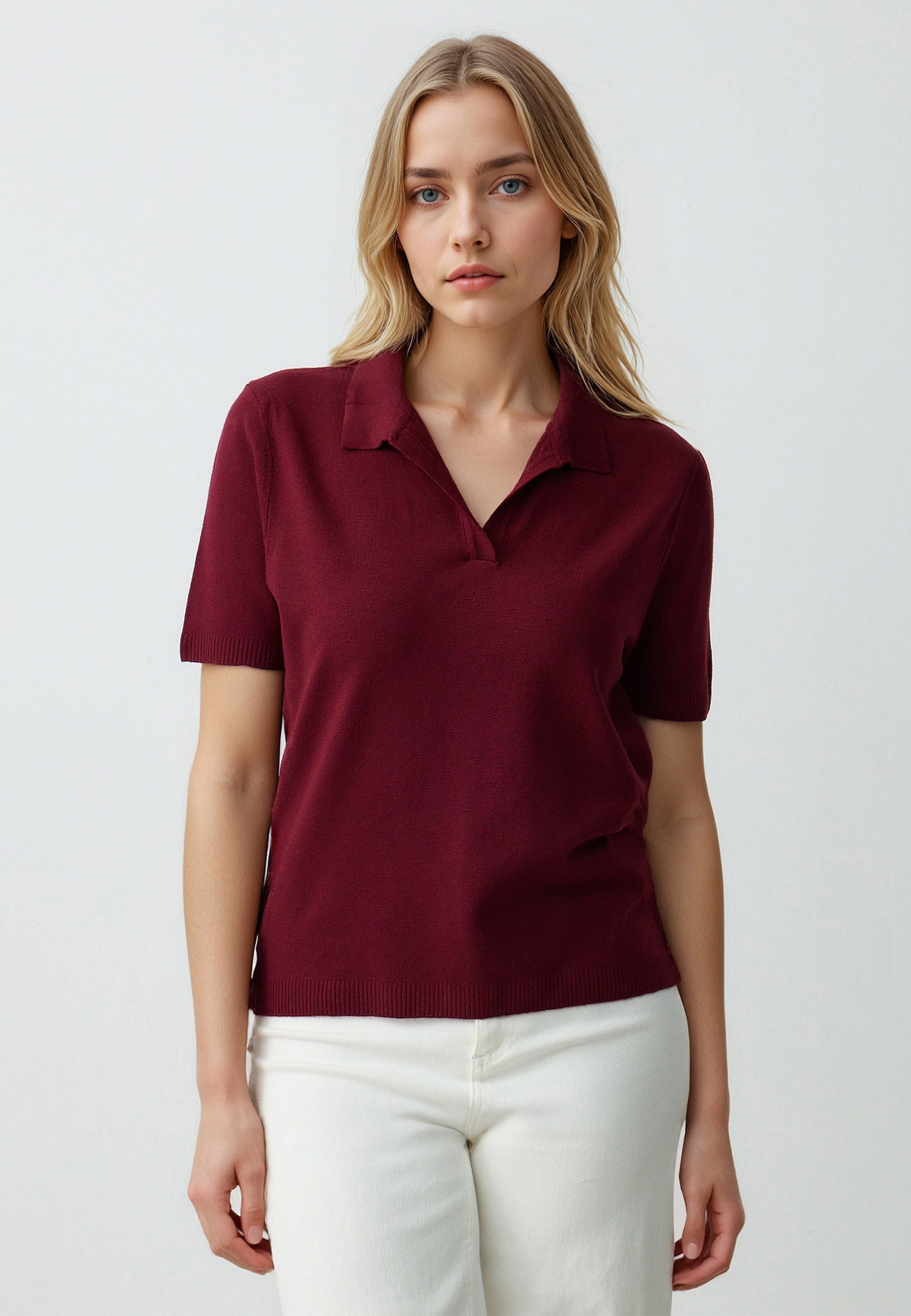 T-Shirt Gerade Geschnittenes Polokragen-Kurzarm-T-Shirt