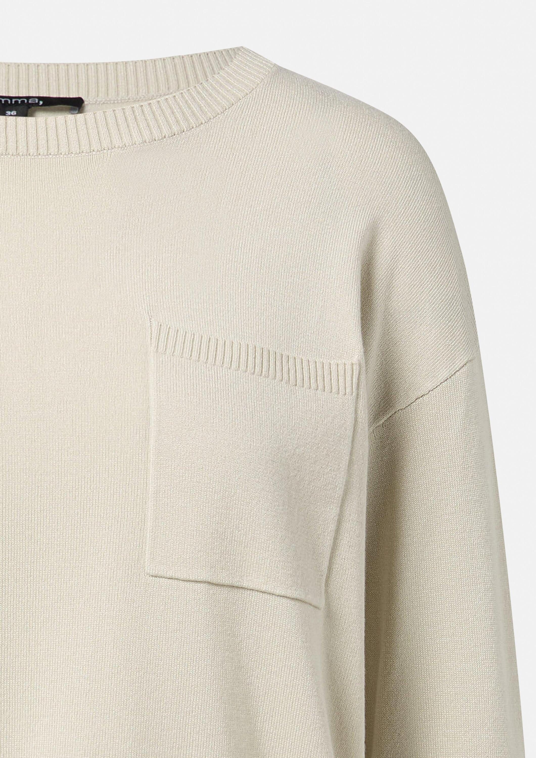 comma Longpullover Strickpullover Feinstrickpullover mit Durchzugkordel