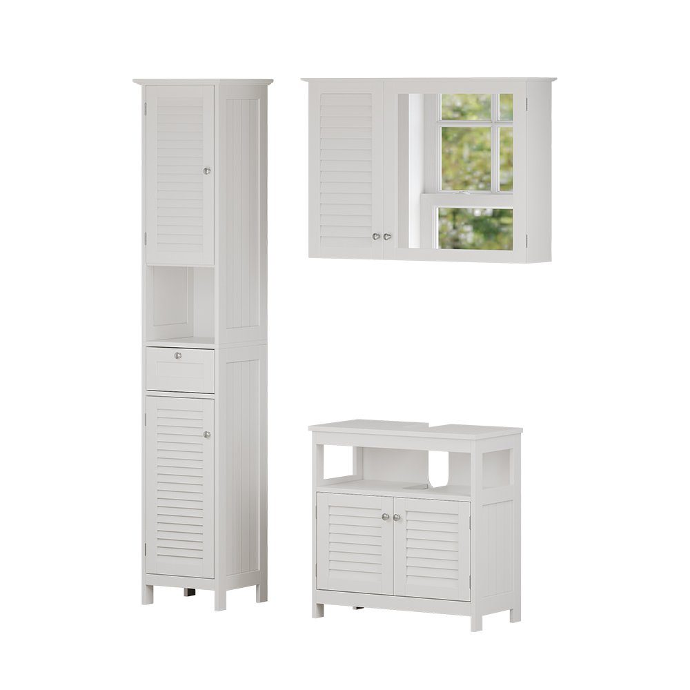 Vicco Badmöbel-Set Riad, Weiß, 3 Teile, Option 2, (3-St., 3er Set)
