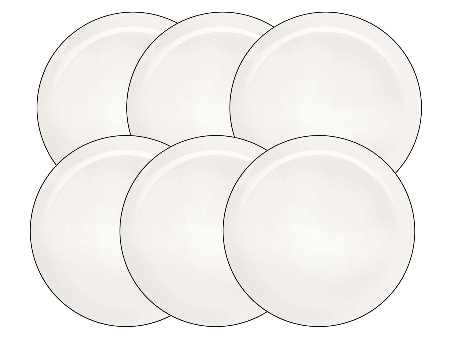 ASA SELECTION Teller-Set Selection à table ligne noire Teller flach 31,5cm Set6 (6-tlg), Fine Bone China