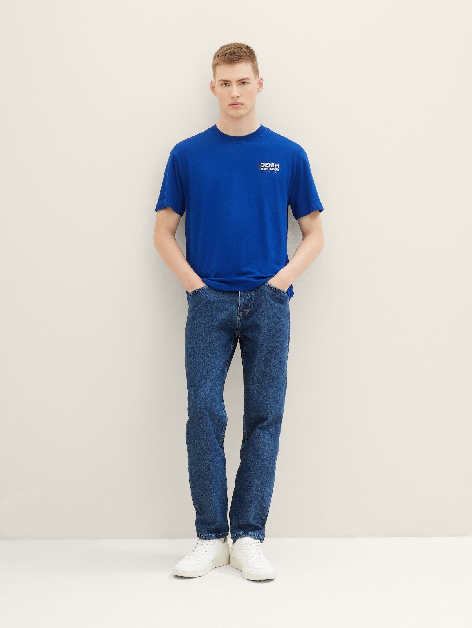 royal blue TAILOR mit TOM Bio-Baumwolle T-Shirt T-Shirt shiny Denim