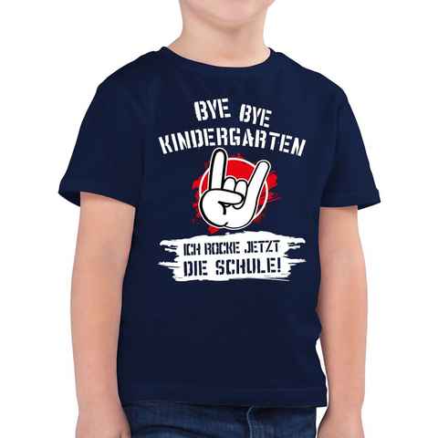 Shirtracer T-Shirt Bye Bye Kindergarten ich rocke jetzt die Schule Grunge Rot Einschulung Junge Schulanfang Geschenke