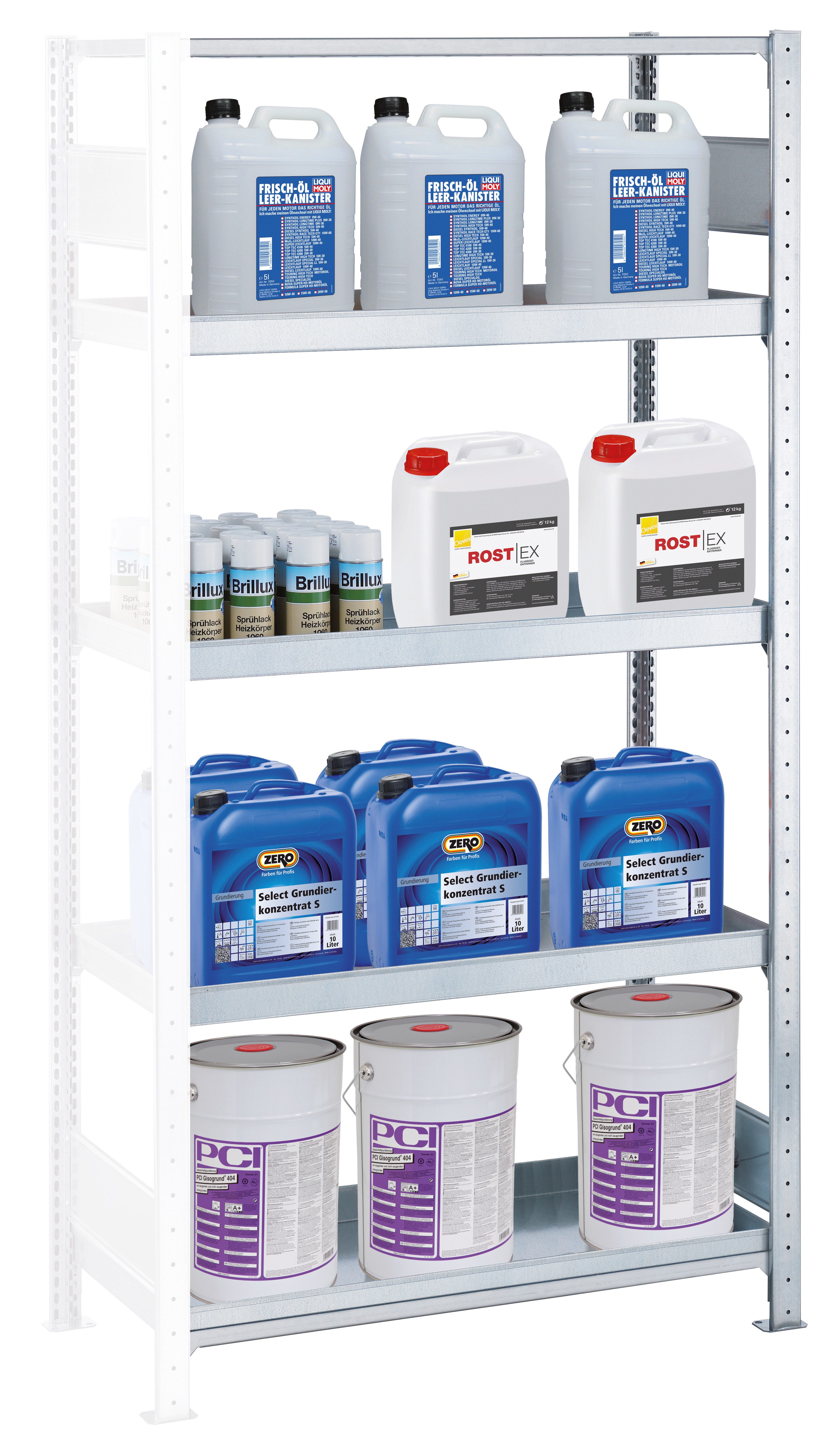 SCHULTE Lagertechnik Steckregal Anbauregal, Umwelt-Wannenbodenregal MULTIplus150, 2000 x 1000 x 500 mm