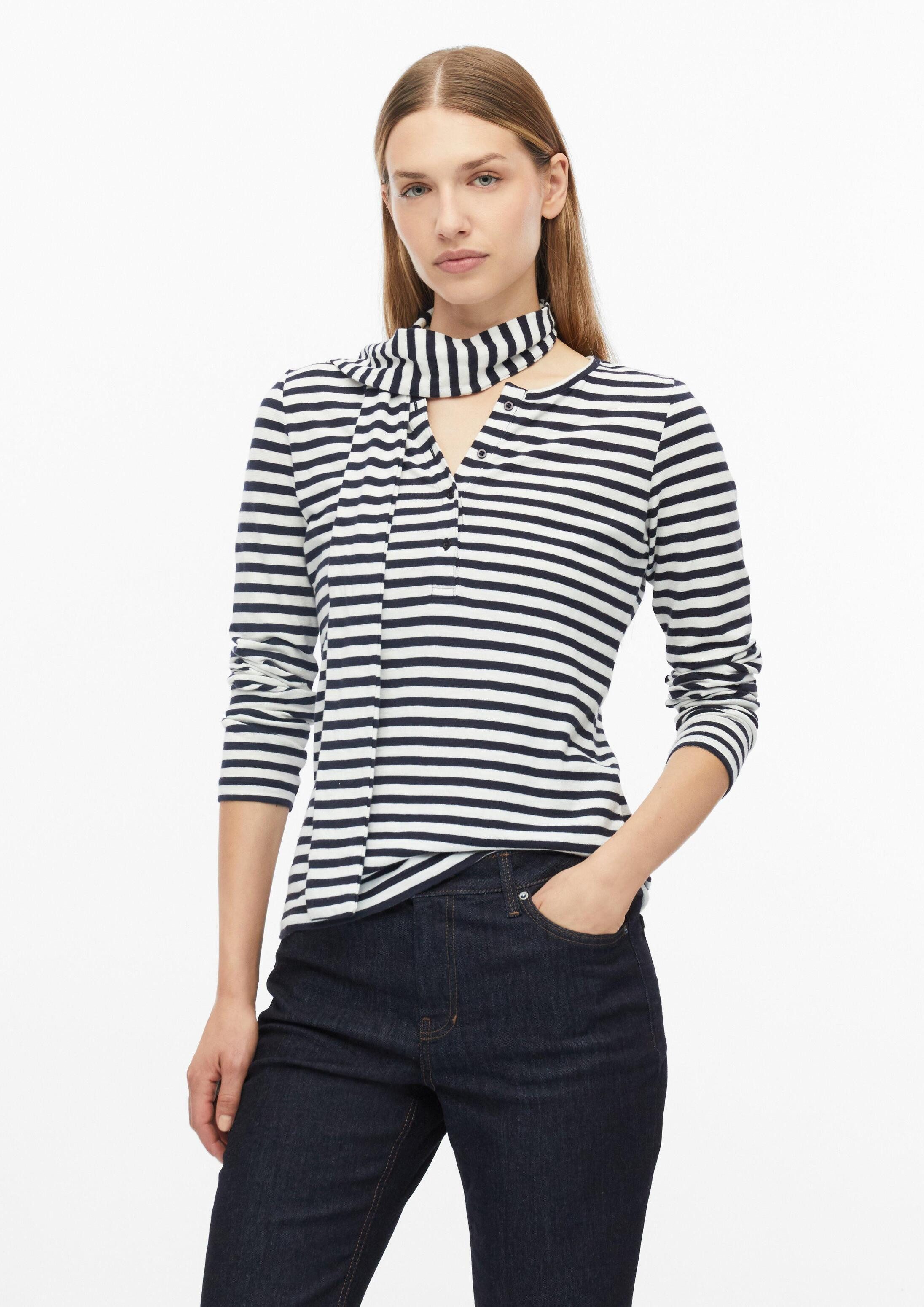 s.Oliver Langarmshirt T-Shirt Henleyshirt mit abnehmbarem Schal