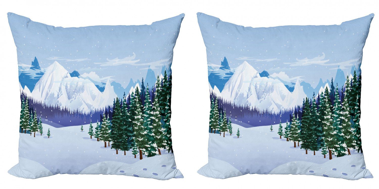 Digitaldruck, Silhouette einer Stück), Kissenbezüge Snowy-Ansicht Winter Doppelseitiger Accent (2 Modern Abakuhaus