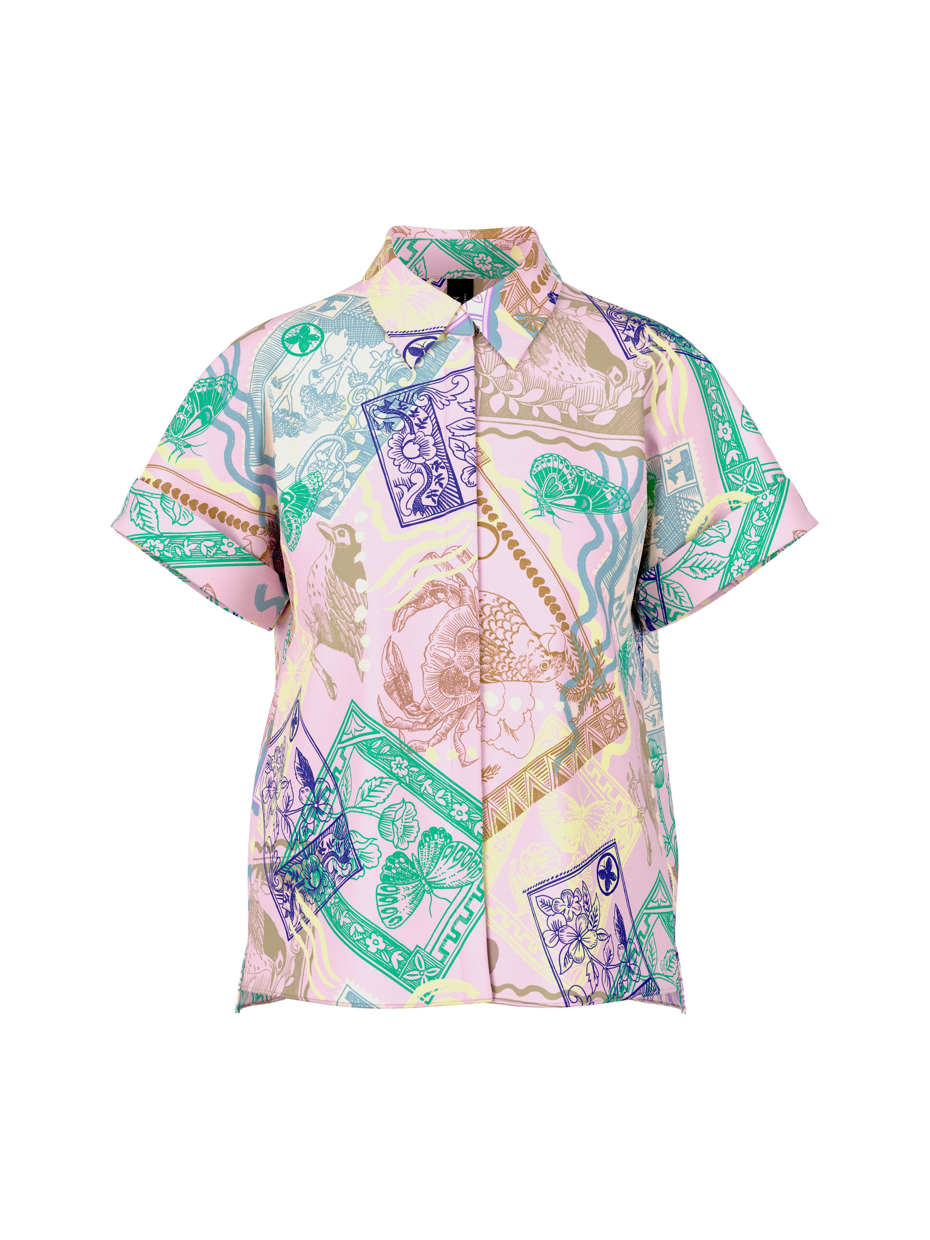 Marc Cain Kurzarmbluse Spring Fling Premium Damenmode mit grafischem Muster günstig online kaufen