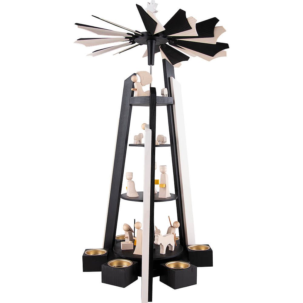 ULMIK Weihnachtspyramide 4-stöckige Pyramide Christi Geburt - schwarz-weiß (60cm) von ULMIK
