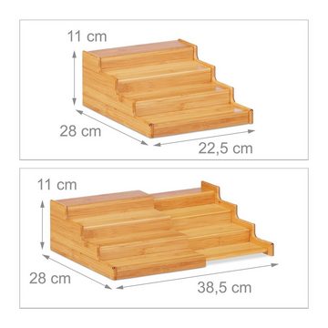 relaxdays Gewürzregal Bambus Gewürzregal ausziehbar 4 Ebenen