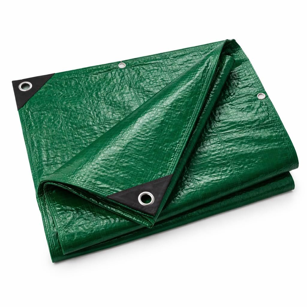 toolmate® Schutzplane Abdeckplane 200 g/m² grün - Plane mit Ösen wasserdicht (Packung), wasserdicht