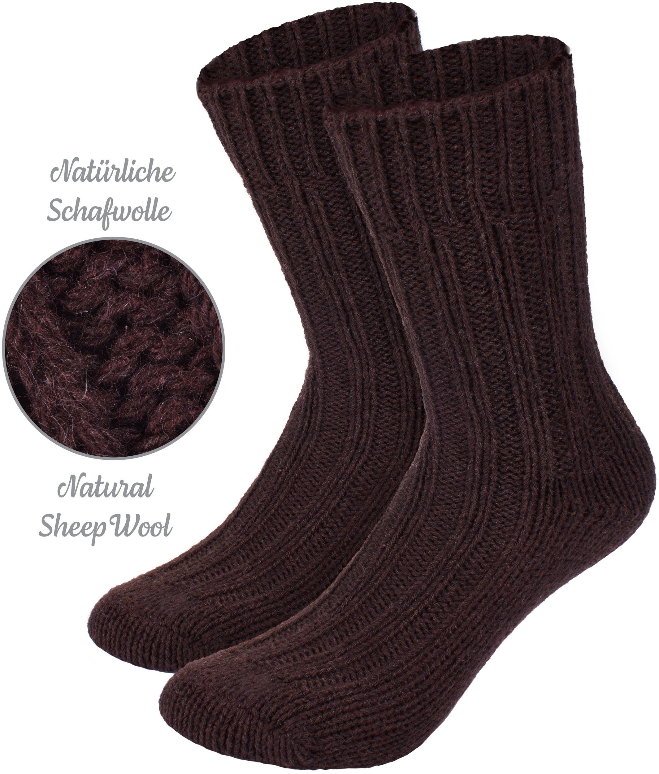 BRUBAKER Socken Wollsocken Set - Warme Wintersocken für Damen und Herren (4-Paar, Winter Stricksocken) Flauschiges Thermosocken Set mit Schafwolle – Bild 5 von 5