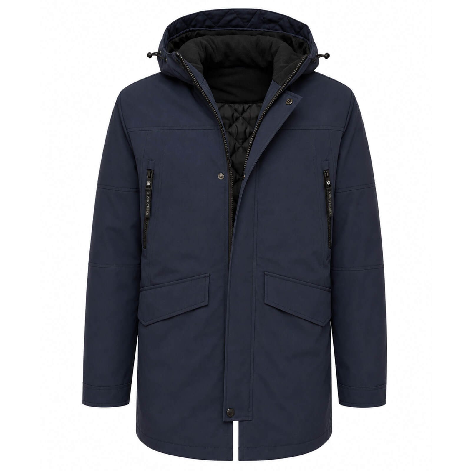 River Creek Wintermantel 62608 Herren Winterparka wattiert - Winterjacke mit TPU-Beschichtung Verstellbare Kapuze mit Fleece, Steppfutter, Großzügige Taschenlösung