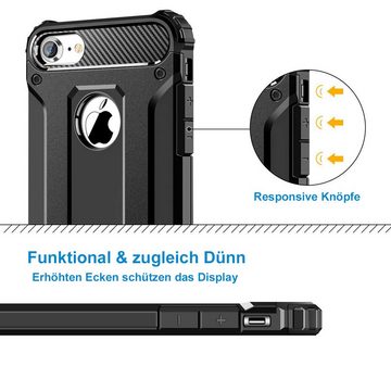 FITSU Handyhülle Outdoor Handyhülle für iPhone 8 Plus Schwarz, Robuste Handyhülle Outdoor Case stabile Schutzhülle mit Eckenschutz