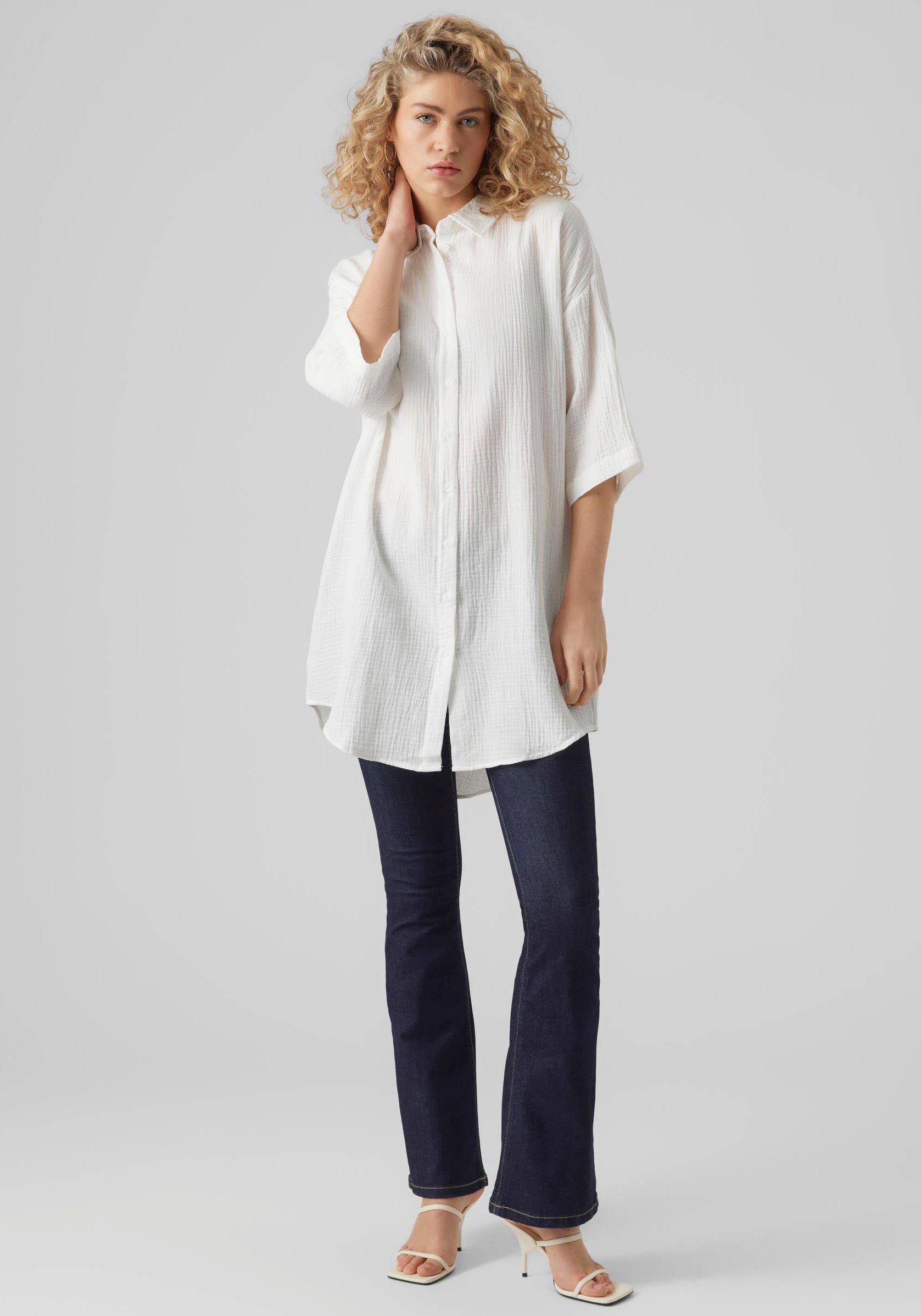 Vero Moda Hemdblusenkleid VMNATALI 3/4 LONG OVERSHIRT NOOS Sommerkleid, mit 3/4 Ärmel