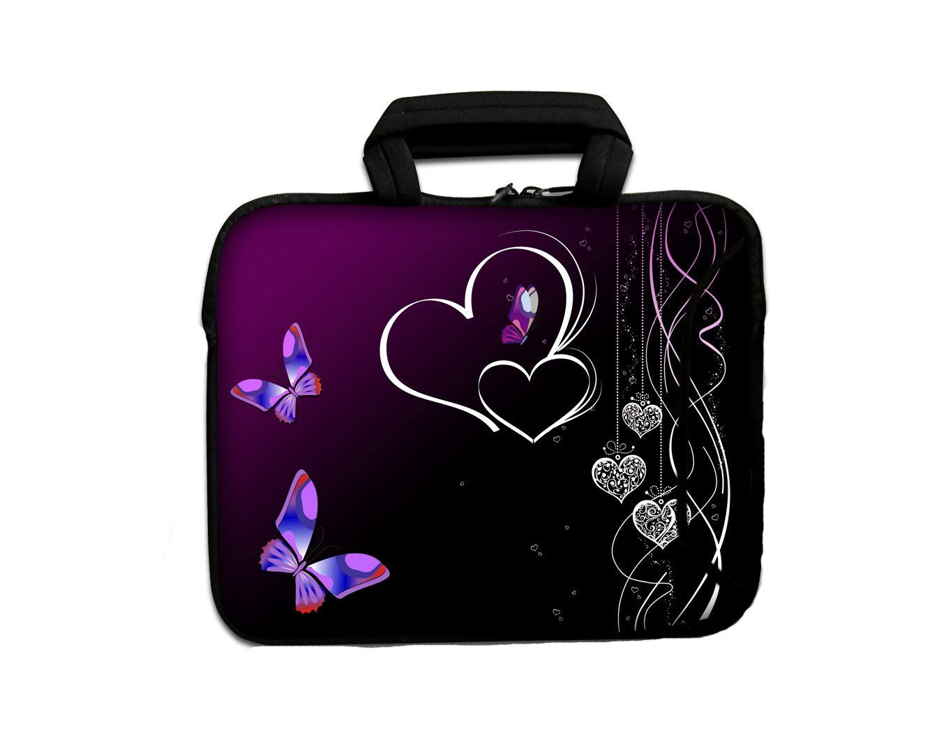 wortek Laptoptasche für Laptops bis 15,4", Herz Schwarz Lila, Wasserabweise günstig online kaufen