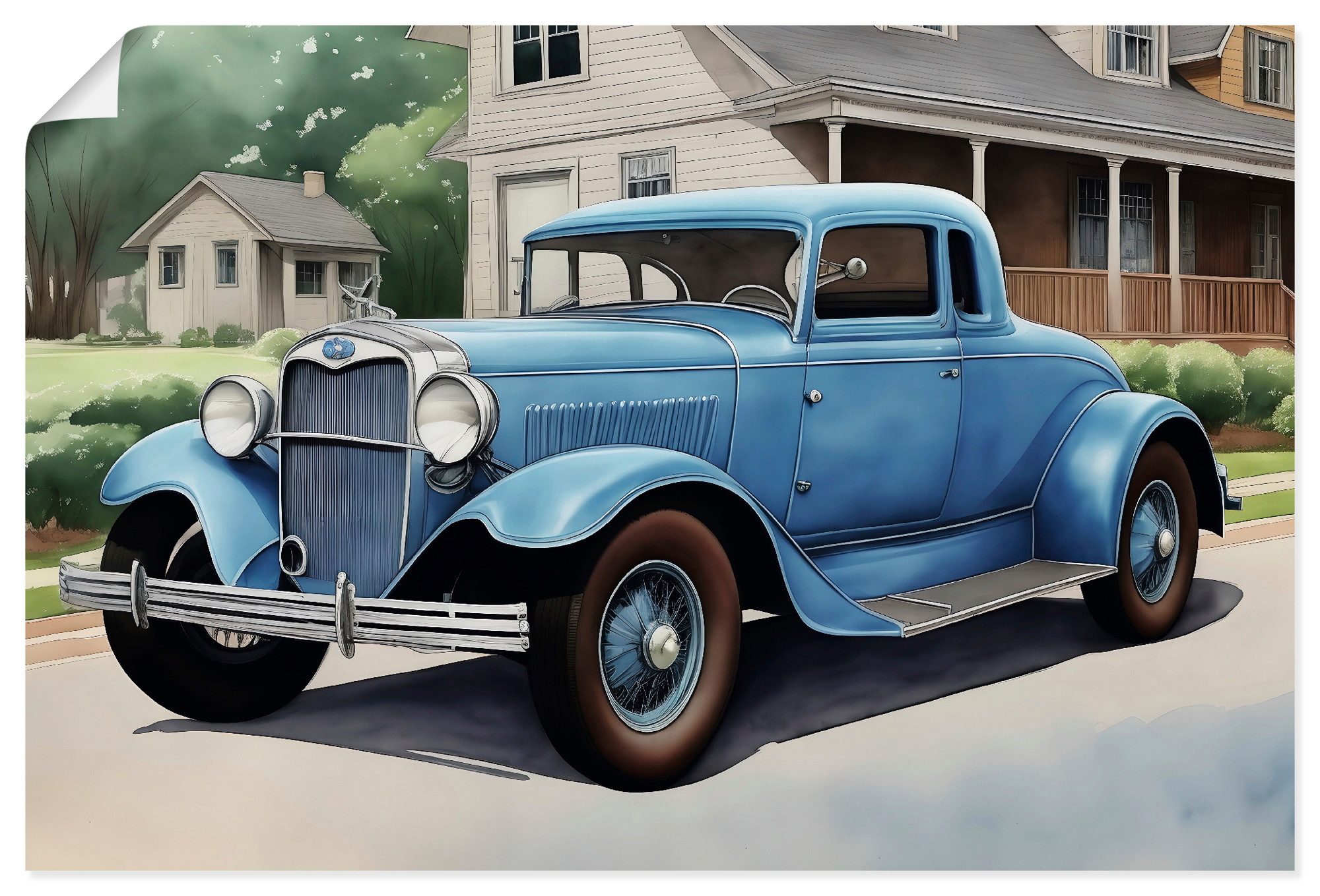 Artland Wandbild Blauer Oldtimer der 1930er Jahre, Auto (1 St), als Alubild, Leinwandbild, Poster, Wandaufkleber in verschied. Größen