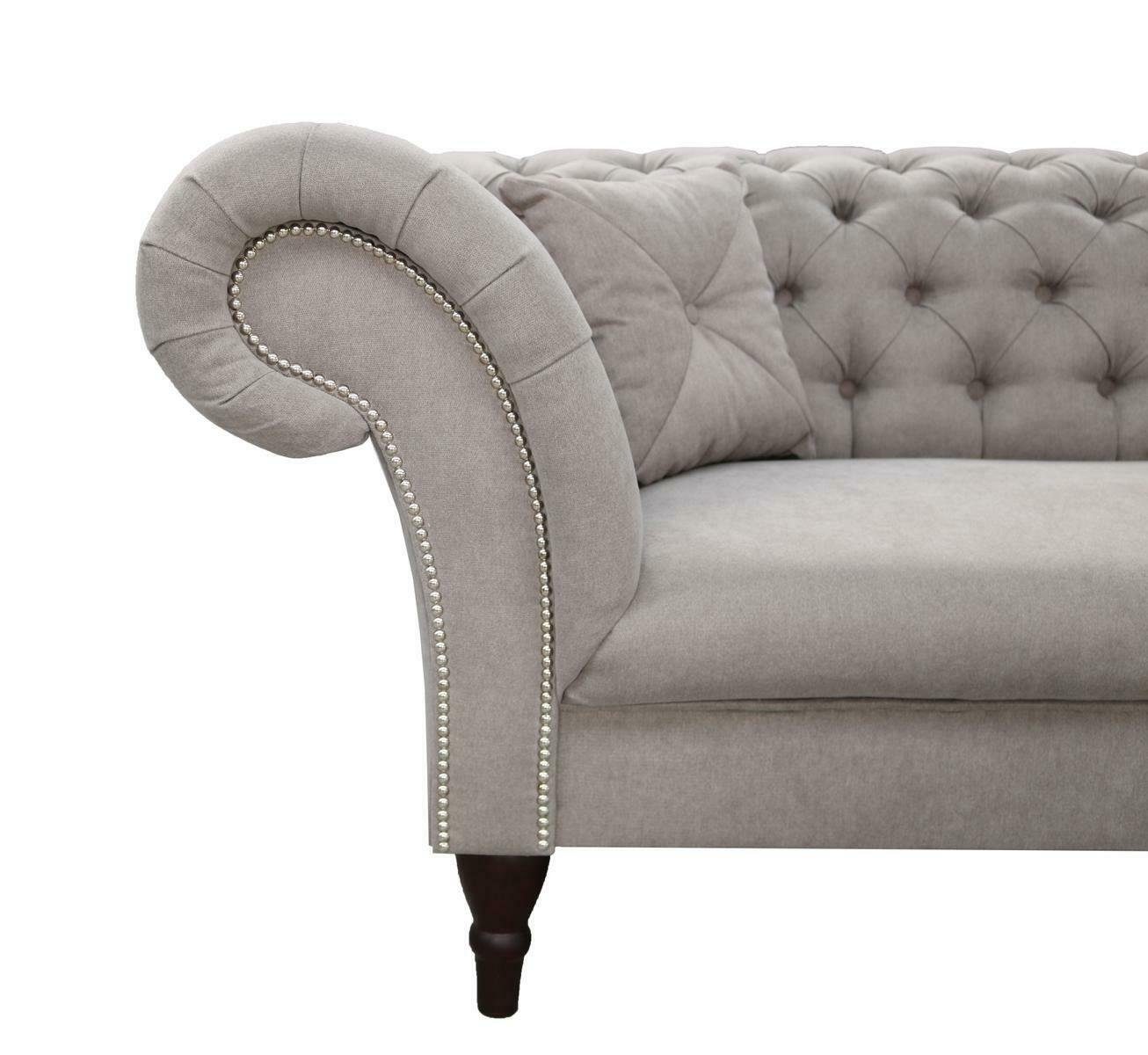 JVmoebel Made Brandneu, 3-er Design Europe Couch Chesterfield in Möbel Luxus Grauer Sofa Dreisitzer