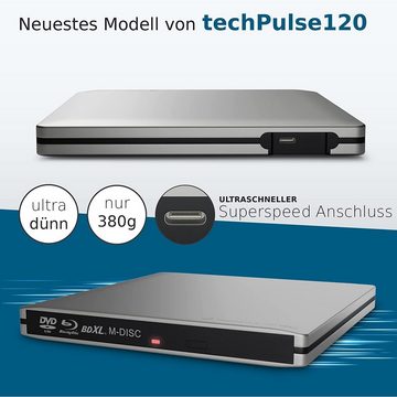 techPulse120 USB 3.1 Typ-C externer M-Disc BDXL Blu-ray Brenner Player Superdrive Blu-ray-Brenner