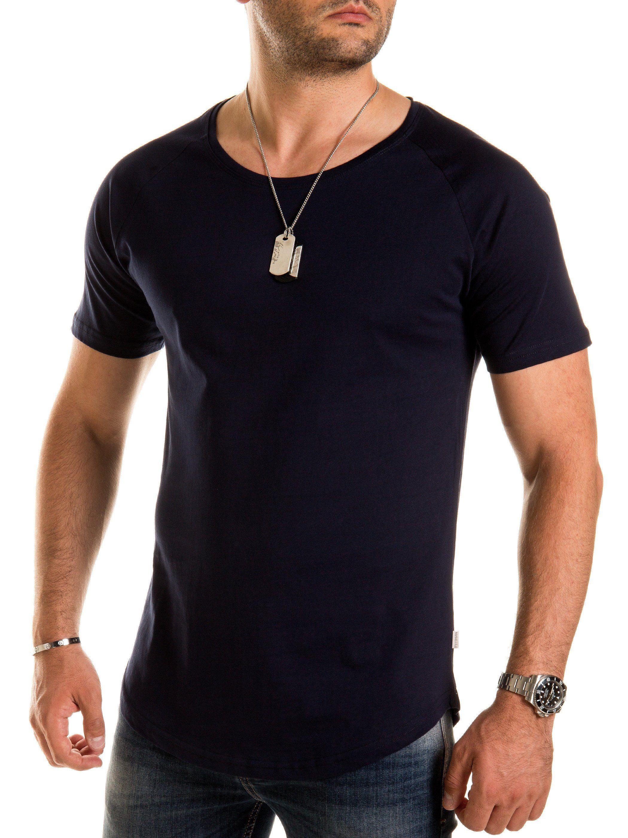 Pittman T-Shirt Pittman - Neck Quin Basic (193924) Crew night Oversize sky (1-tlg) Tee