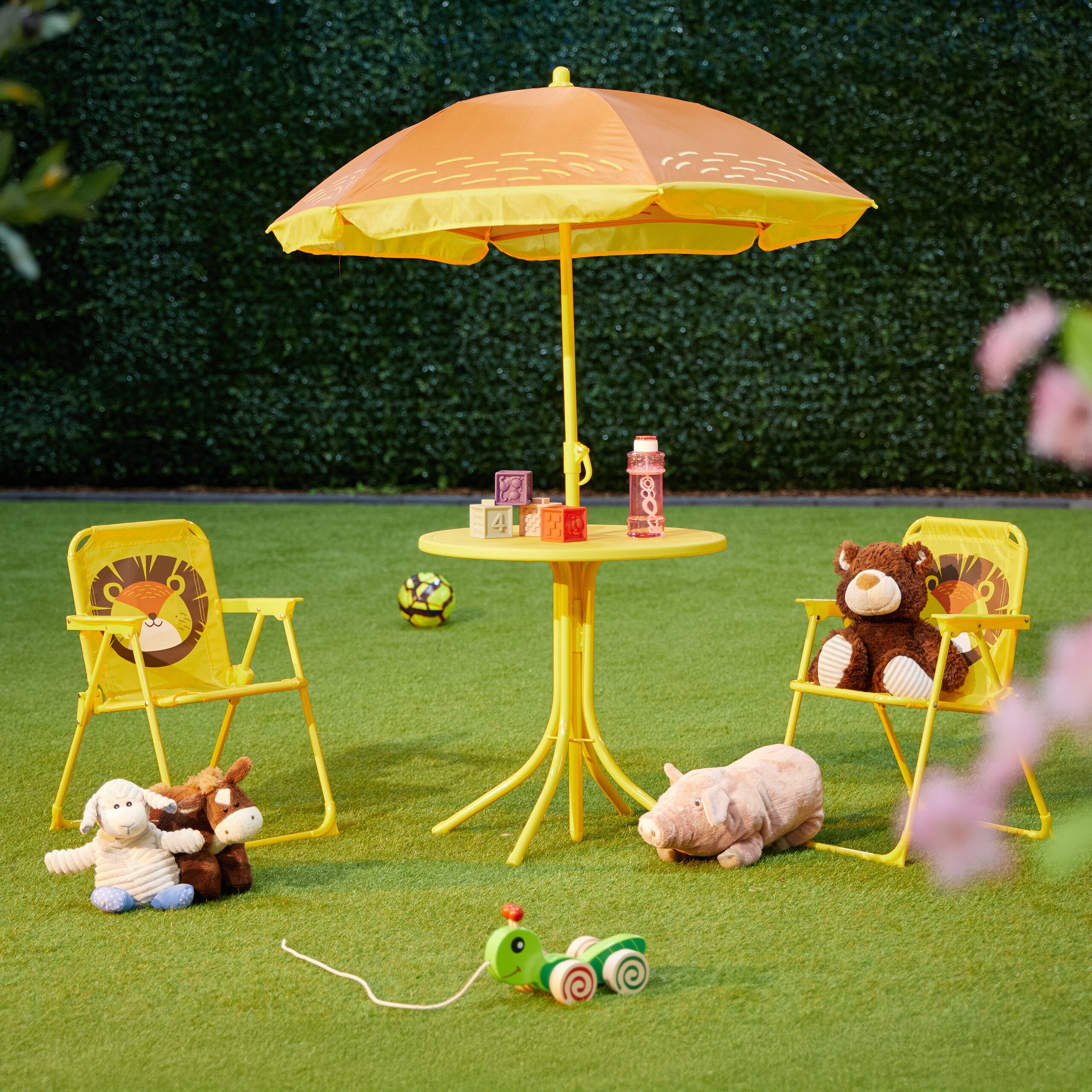 relaxdays Garten-Kindersitzgruppe Camping Kindersitzgruppe mit Schirm, günstig online kaufen