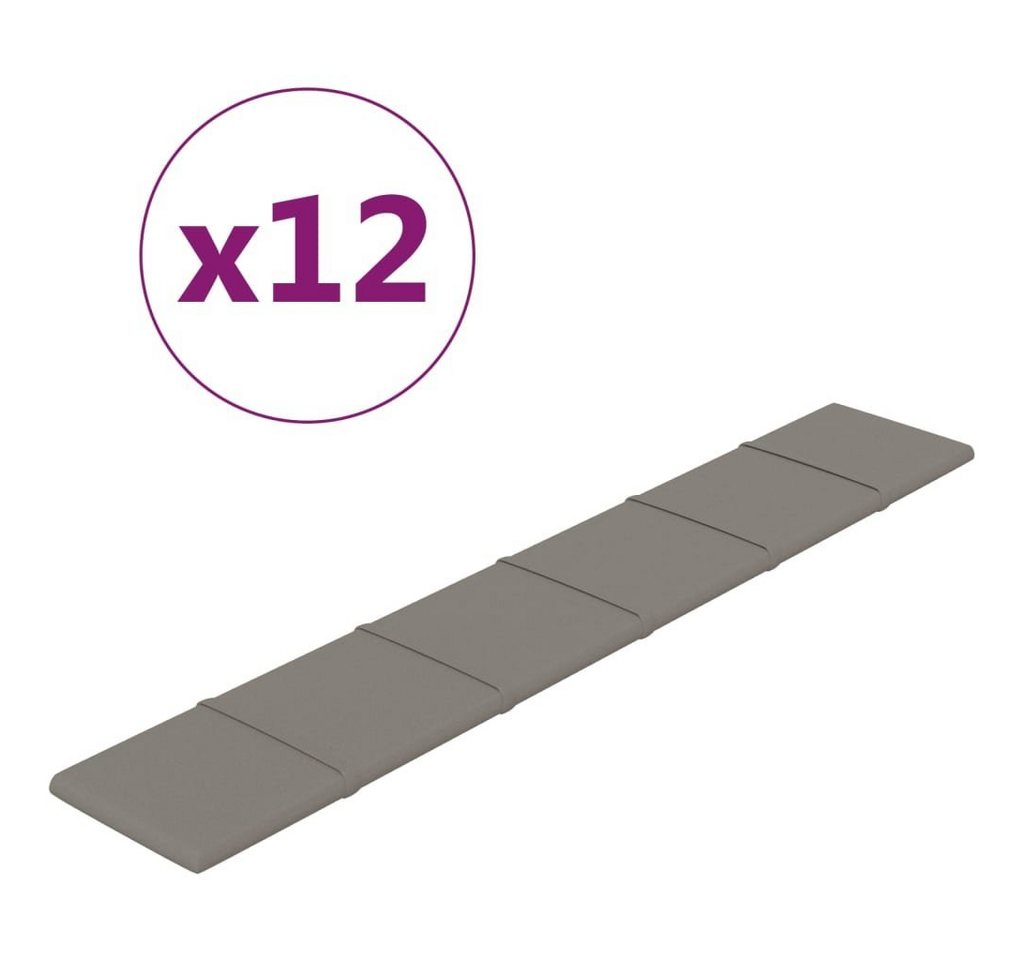 Thumbnail - vidaXL Wandpaneel Wandpaneele 12 Stk. Hellgrau 90x15 cm Samt 1,62 m², (12-tlg)