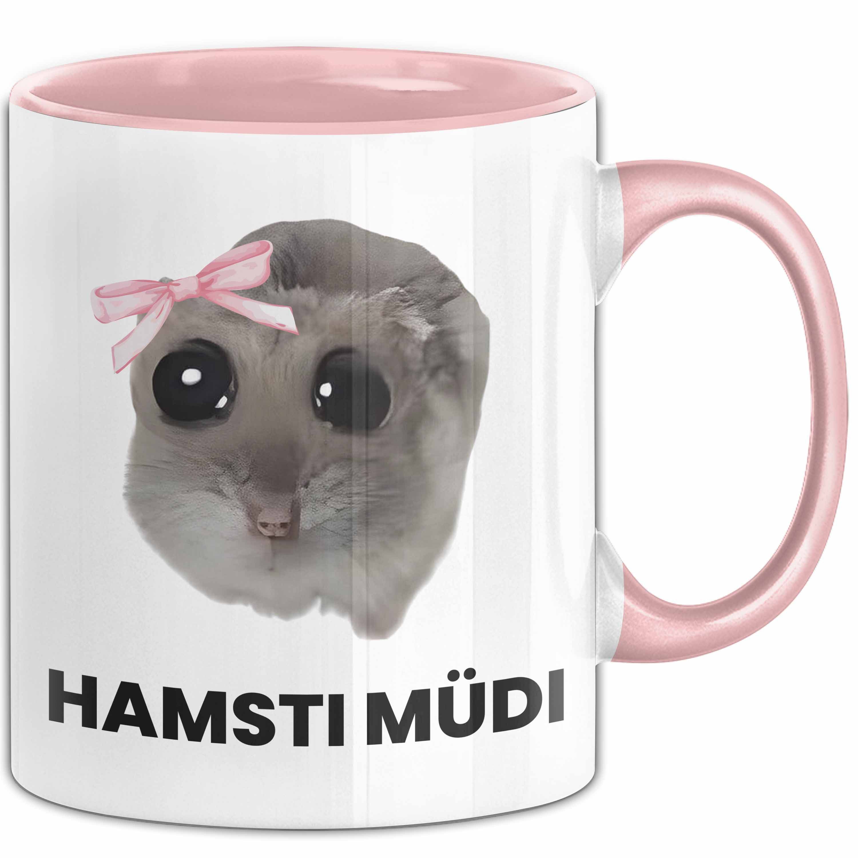Trendation Tasse Sad Hamster Meme Lustige Tasse Hamsti Trauriger Hamster Büro Kaffee-Be, Keramik