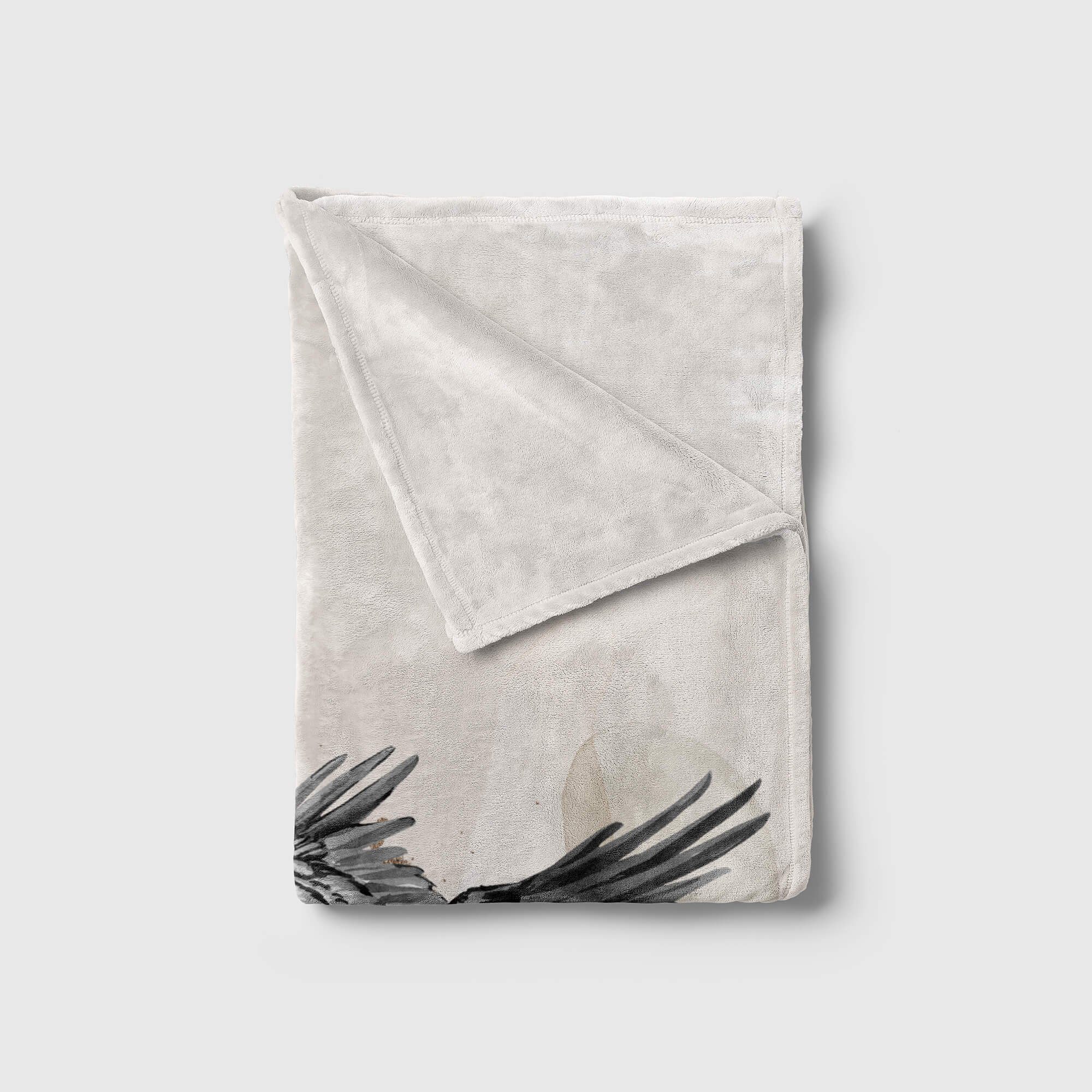 Sinus Art Rabe Handtücher Kunstvoll Handtuch Einzigartig Strandhandtuch Handtuch (1-St), Saunatuch Schwarz Kuscheldecke Dusc, Baumwolle-Polyester-Mix Mystisch