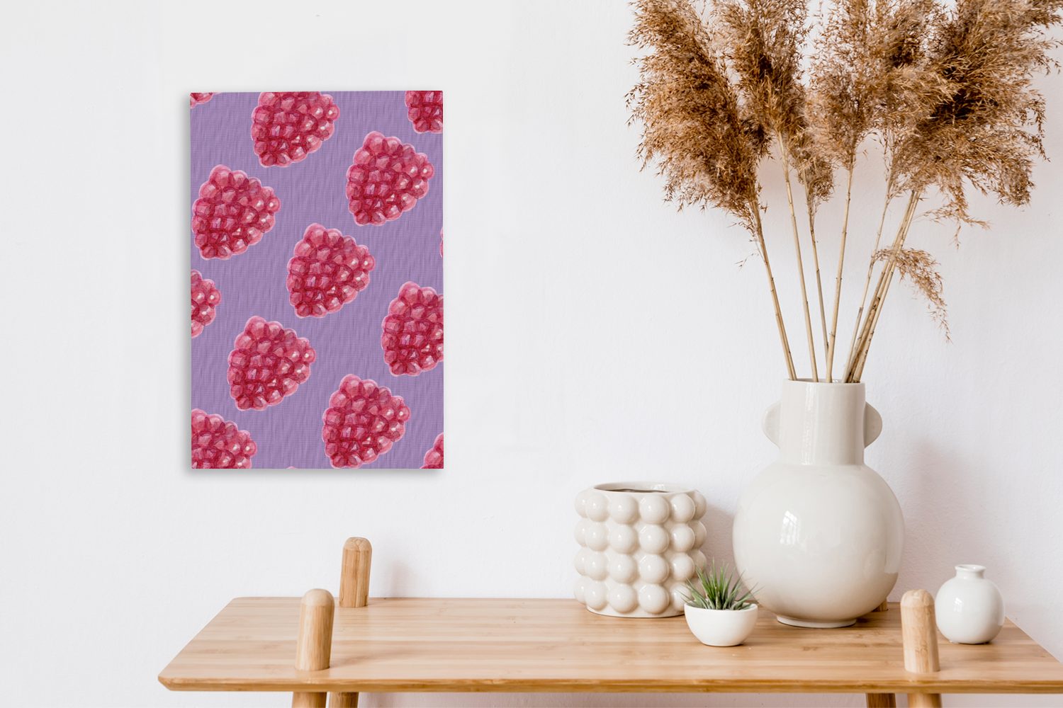 OneMillionCanvasses® Leinwandbild Himbeeren St), Gemälde, bespannt Violett, fertig 20x30 - Zackenaufhänger, Obst (1 Leinwandbild - inkl. cm