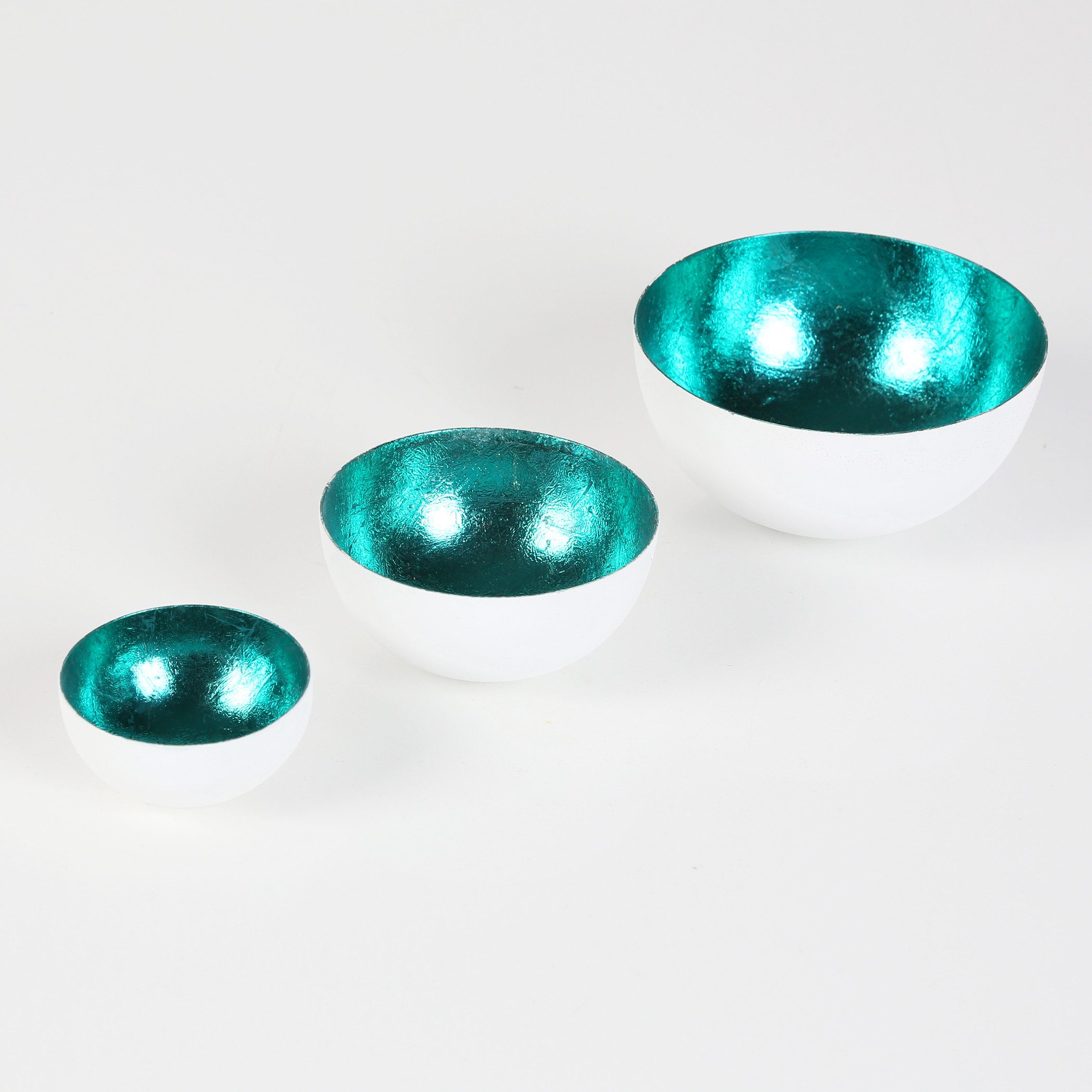 Casa Moro Windlicht Teelichthalter Türkis Weiß 3er Set Ostern Deko-Schalen günstig online kaufen