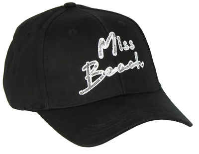 Miss Beach Baseball Cap Basecap mit Logoschriftzug aus funkelnden Pailletten Belüftungslöcher, verstellbar
