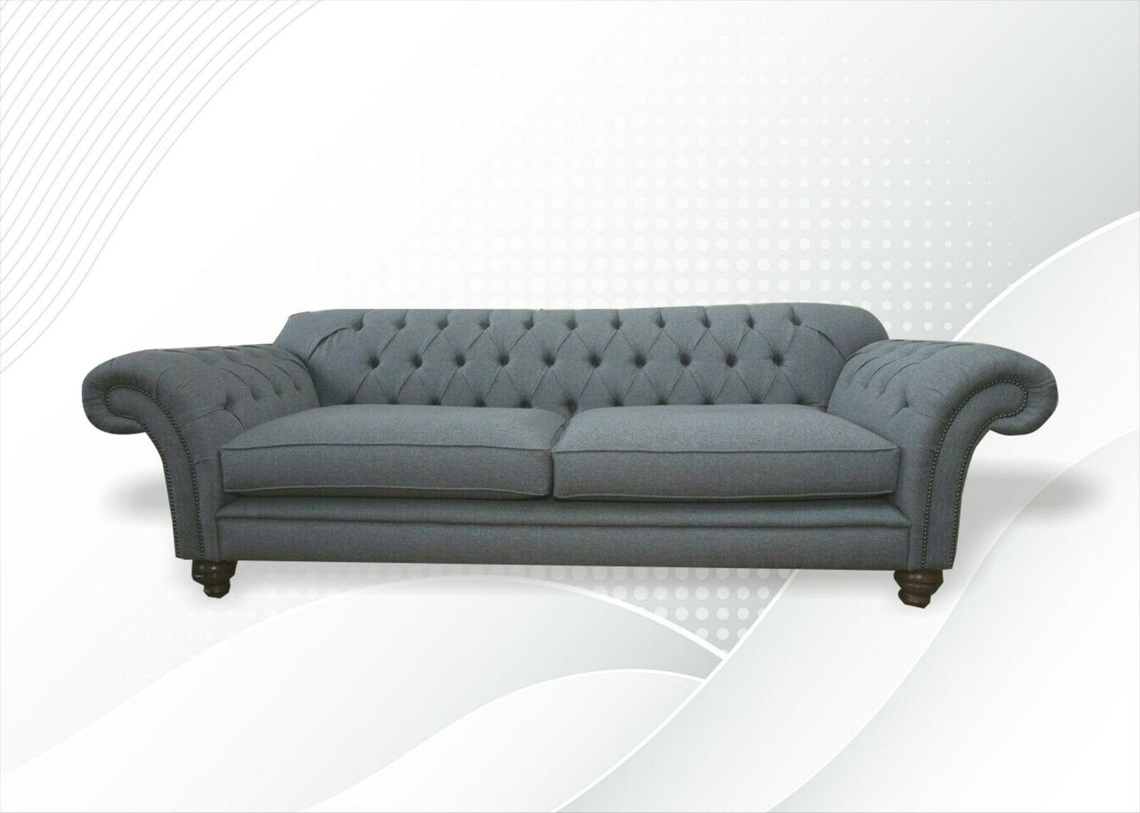 JVmoebel Chesterfield-Sofa, Chesterfield Dreisitzer Grau Sofa Design Couchen Polster Sofa