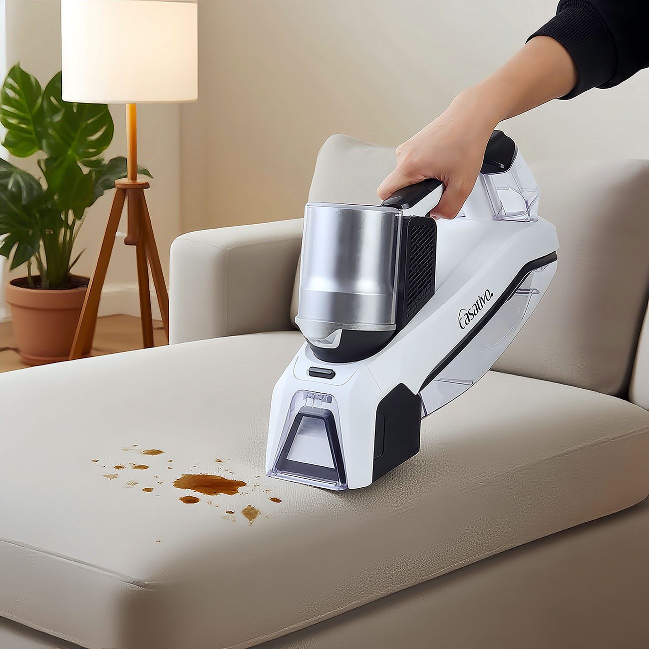 Casativo Nass-Trocken-Akkusauger Nasssauger 60W Fleckenreiniger Waschsauger für Polster & Teppiche, 60 W, beutellos, Li-Ion-Akku, 2 Geschwindigkeitsstufen, starker Fleckenentferner