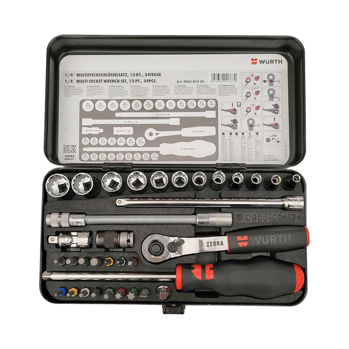 Würth Steckschlüssel WURTH Zebra Multi-Steckschlüssel 1/4 Zoll 34-teiliges Sortiment (1 St)