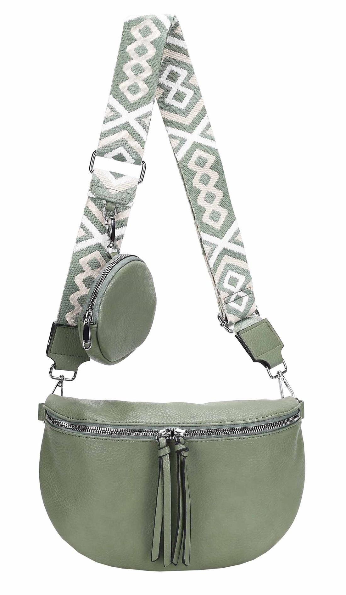 ITALYSHOP24 Bauchtasche Damen Gürteltasche Brusttasche CrossBody, Schultertasche, CrossOver, Umhängetasche, Hüfttasche