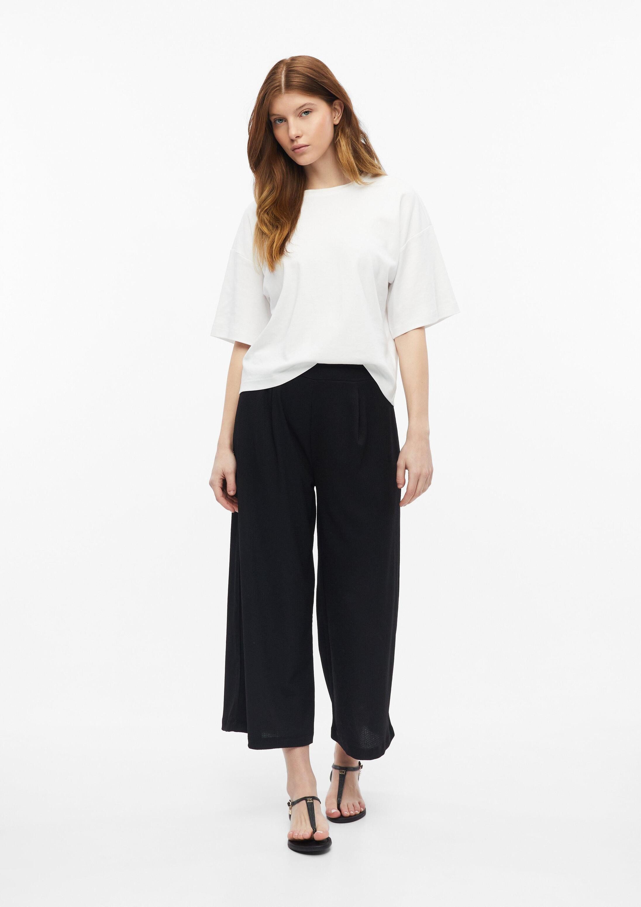 s.Oliver Culotte Hose Strukturierte Culotte mit Falten und Elastikbund