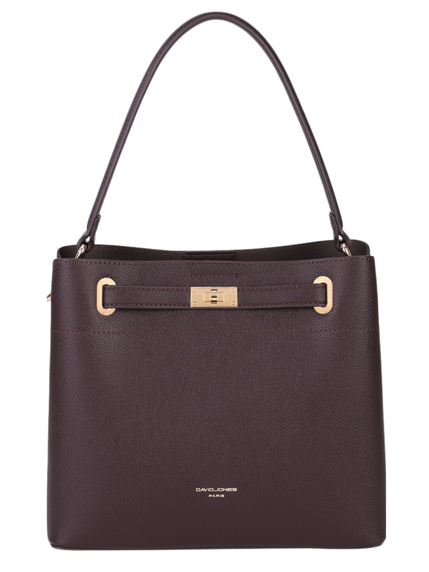 David Jones Schultertasche David Jones City-Symphony Bucket Bag, Multi-Fach-Design, Kunstleder, Saffiano-Optik.