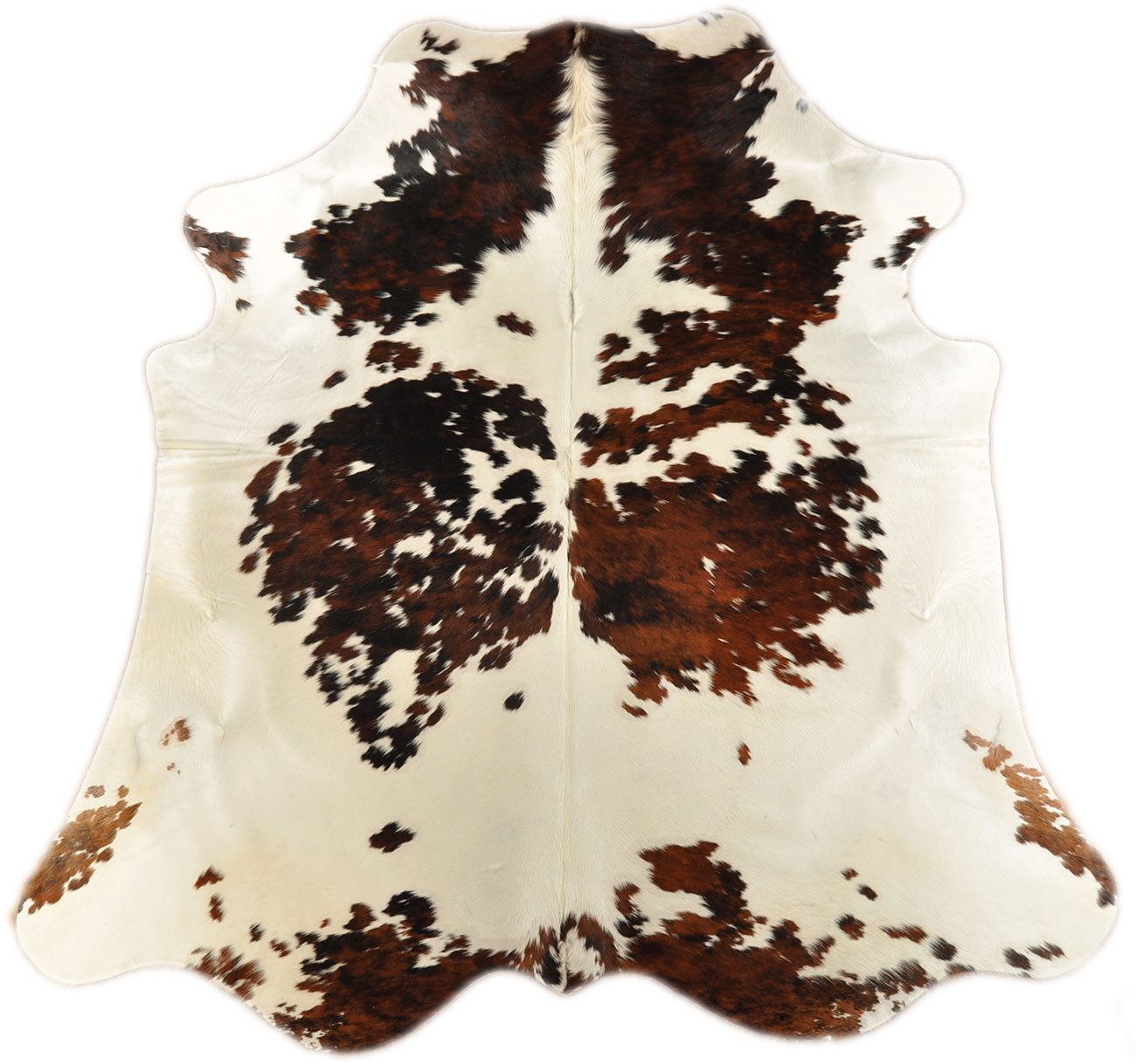 KUHFELL online & NOMAD Fellteppich KUHFELL RINDERFELL BRAUN WEISS TRICOLOR XL ca. 220 x 200 cm