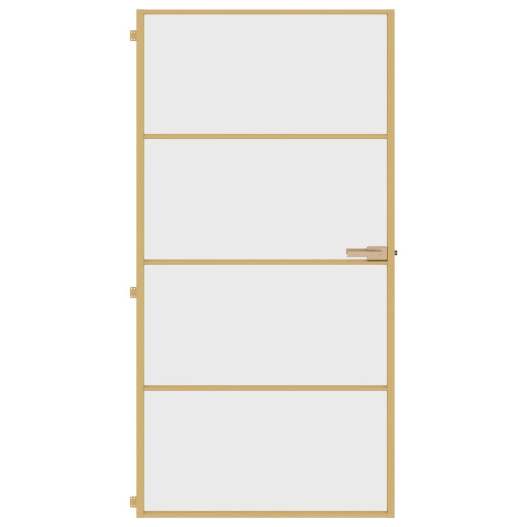 Thumbnail - vidaXL Haustür Innentür Schlank Golden 102,5x201,5 cm Hartglas und Aluminium (1-St)