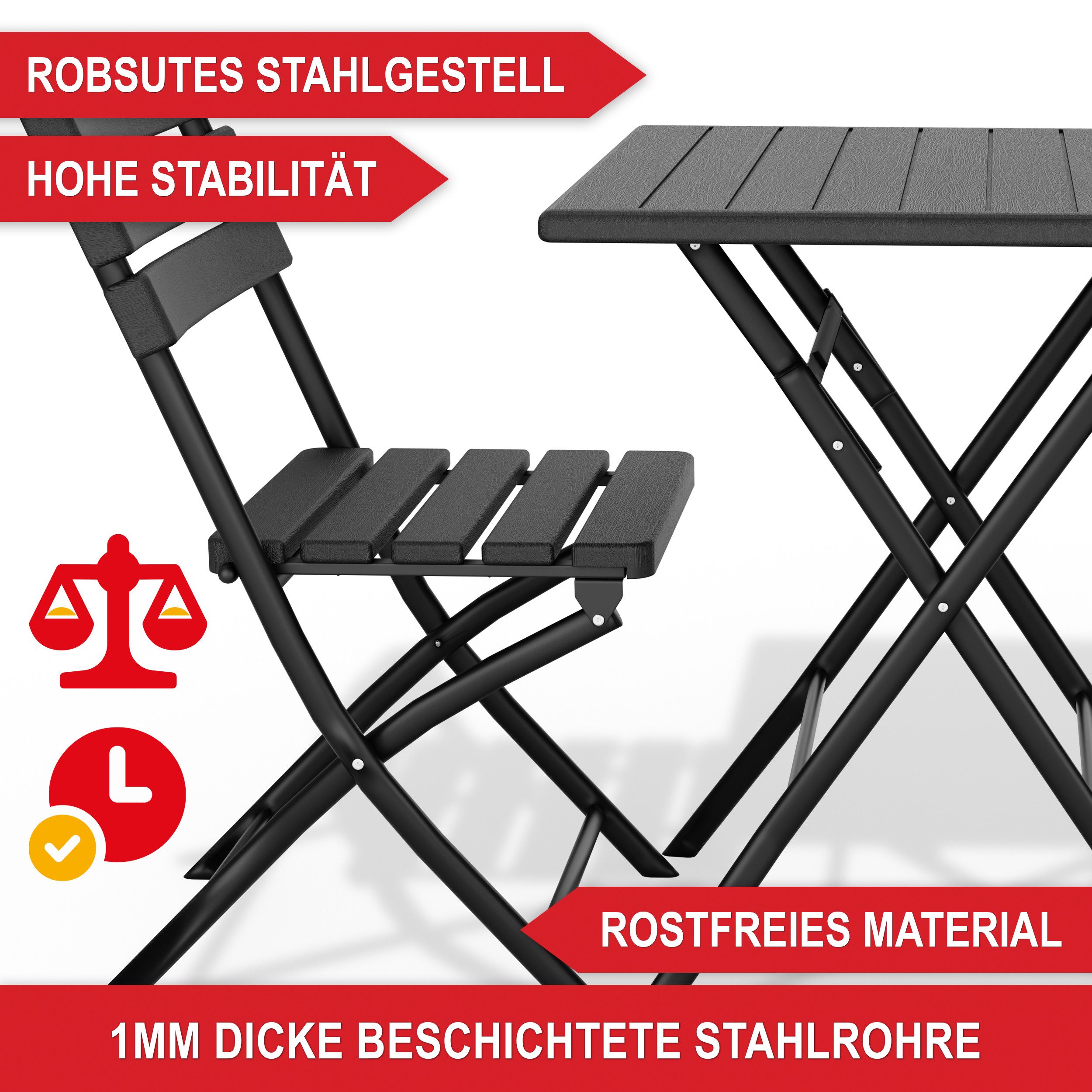 Onbest Balkonset Holzoptik mit Stahlgestell, (3-tlg), günstig online kaufen